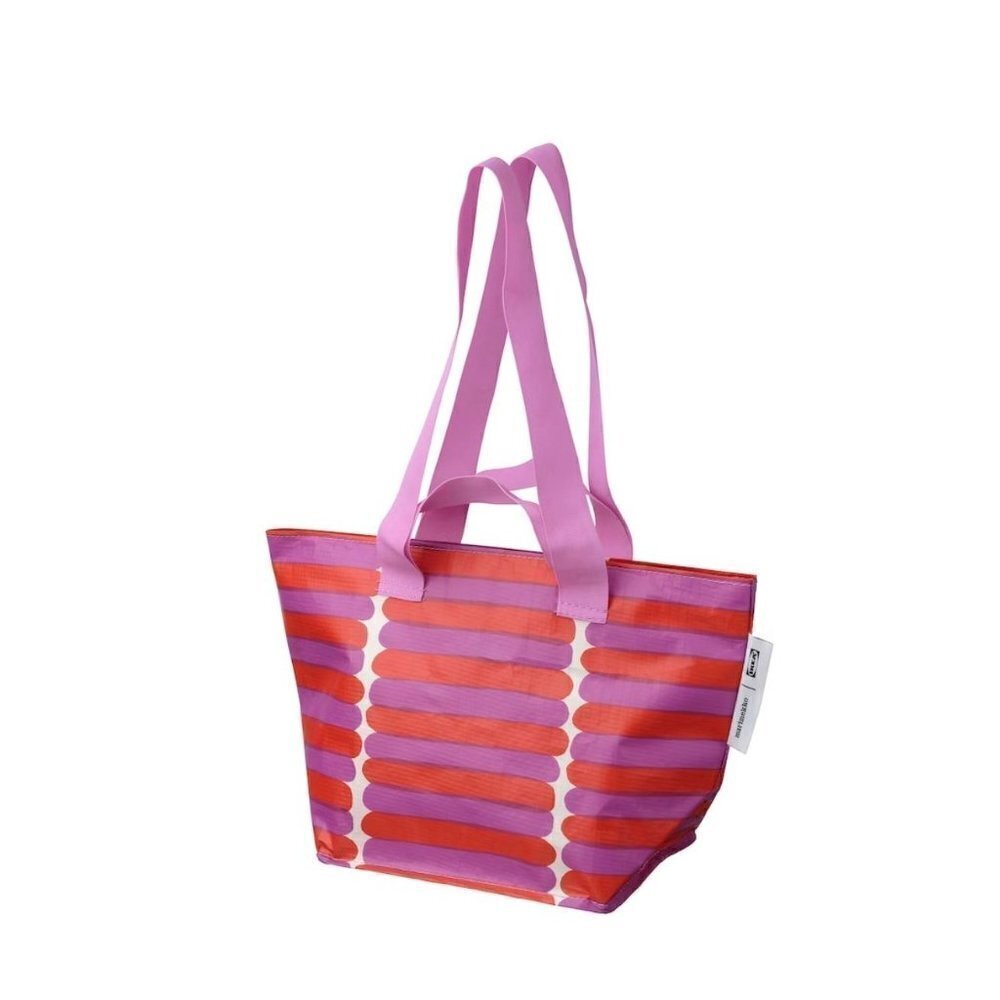 Ikea x Marimekko BASTUA Shopping Lunch Bag Pink Dual Handles